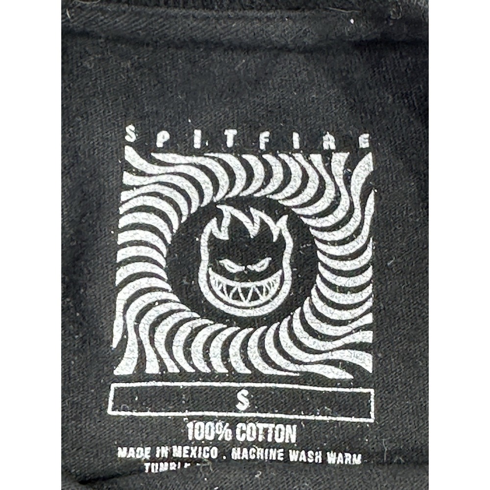 Spitfire Mens Short Sleeve Skate T-Shirt Small Black Bighead Plane Fire Park Top - Picture 3 of 4